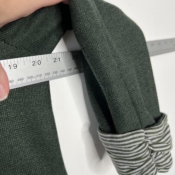 Skies Are Blue Blazer Womens Medium Dark Green Open Front Striped Cuff Jacket - Picture 12 of 12